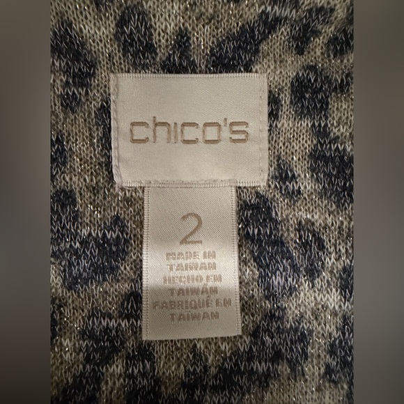 Chico's Animal Print Long Sleeve Top - Gray and Tan - Picture 6 of 6
